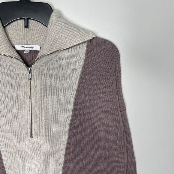 MADEWELL Sweater Womens Small Colorblock Glenbrook Half Zip Wool Blend ND208 - Picture 3 of 14